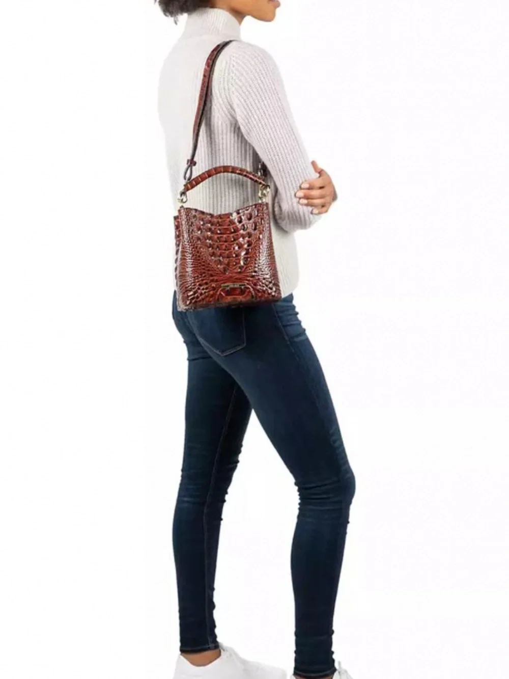 Brahmin Pink Melbourne Mini Amelia Bucket Crossbody